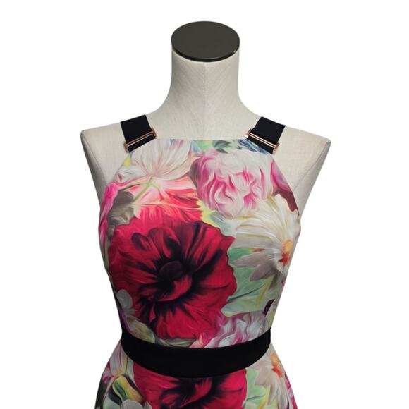Ted Baker Samra Womens XS Colorful Floral Fit & Flare Skater Buckle Straps Dress - Picture 7 of 9